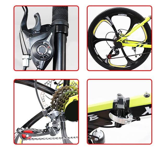 Cool Baby COOLBABY ZXCA5 Mountain Bike 26 inch Folding Bikes with Iron mountain frame, Featuring Magnesium alloy one-body wheel and 21 Speed Shifter