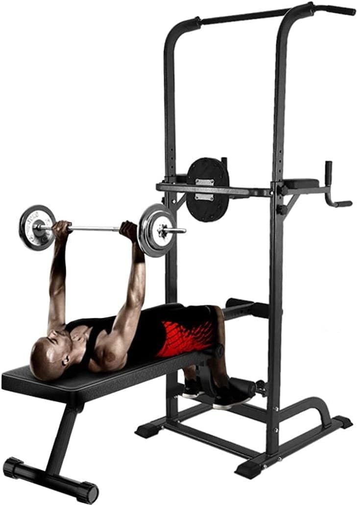 Cool Baby COOLBABY YLY2050 Power Tower with Bench: Pull Up Bar Stand Dip Station Adjustable Height Heavy Duty Multi-Function Fitness Training Equipment Home Gym