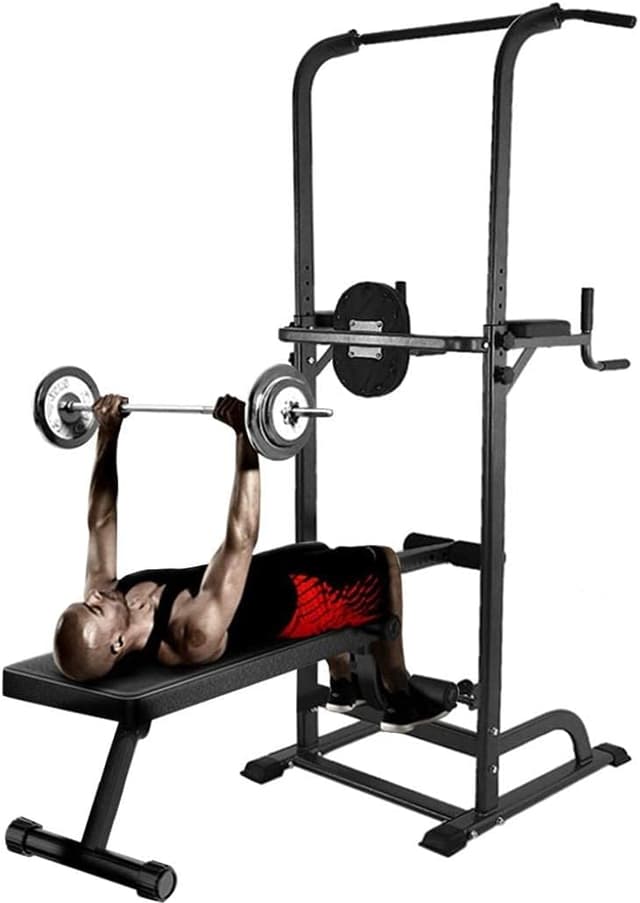 Cool Baby COOLBABY YLY2050 Power Tower with Bench: Pull Up Bar Stand Dip Station Adjustable Height Heavy Duty Multi-Function Fitness Training Equipment Home Gym - 635867