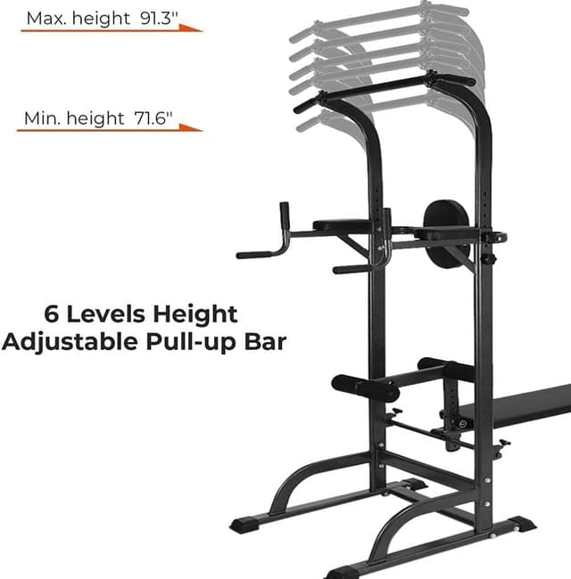 Cool Baby COOLBABY YLY2050 Power Tower with Bench: Pull Up Bar Stand Dip Station Adjustable Height Heavy Duty Multi-Function Fitness Training Equipment Home Gym - 216975