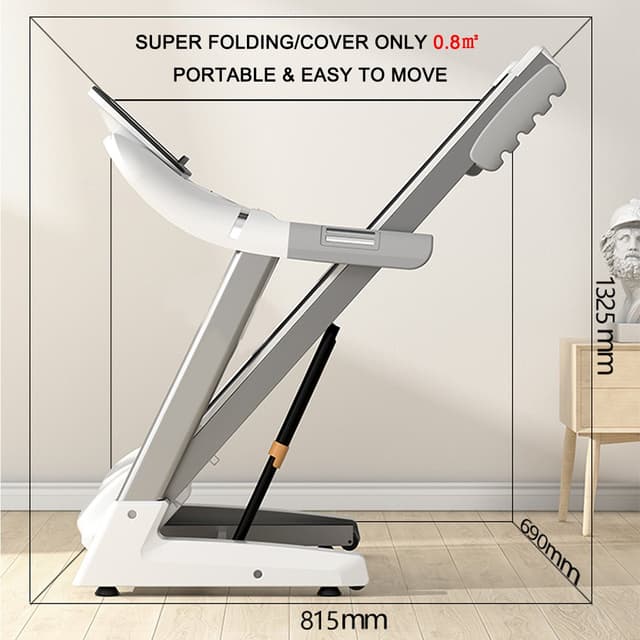 Cool Baby COOLBABY PBJ23 Fitness Automatic Treadmill - Foldable Motorized Walking & Running Machine - with 10 inch Touchscreen & Auto Incline