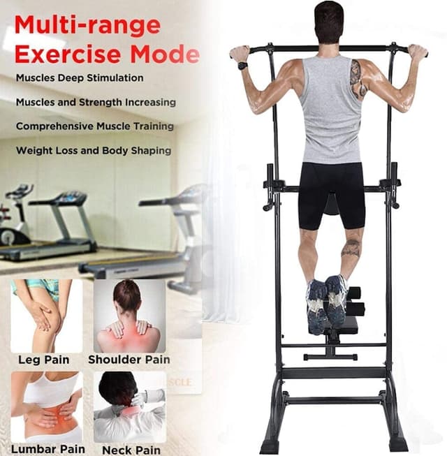 Cool Baby COOLBABY YLY2050 Power Tower with Bench: Pull Up Bar Stand Dip Station Adjustable Height Heavy Duty Multi-Function Fitness Training Equipment Home Gym - 216974