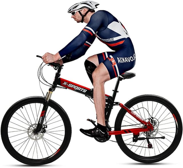 Cool Baby COOLBABY ZXCA1 Mountain Bike 26 inch Folding Bikes with Iron mountain frame, Featuring Ordinary double cutter ring and 21 Speed Shifter, Anti-Slip Bicycles（Gifts: helmets and gloves）