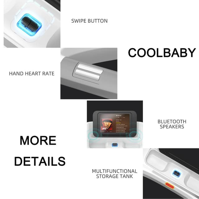 Cool Baby COOLBABY PBJ23 Fitness Automatic Treadmill - Foldable Motorized Walking & Running Machine - with 10 inch Touchscreen & Auto Incline