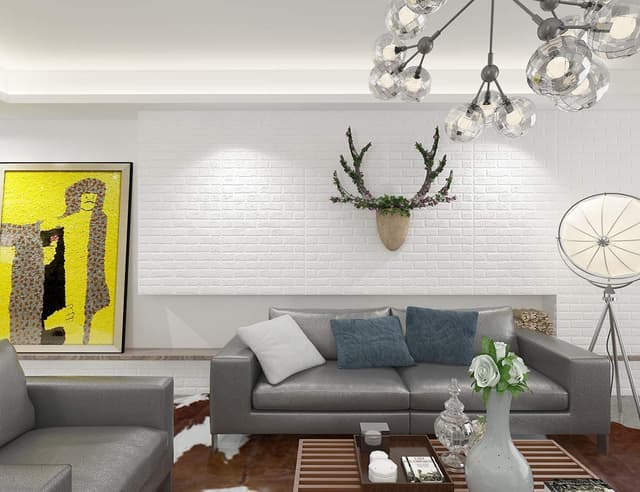 Cool Baby COOLBABY QZ10P 10PC 3D Wall Sticker Self-Adhesive Wall Panels Waterproof PE Foam White Wallpaper for Living Room TV Wall and Home Decor