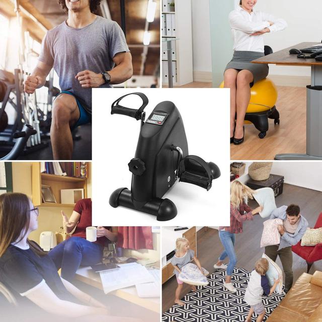 Cool Baby COOLBABY JSC01 Mini Foot Exercise Machine LCD Display Black, Resistance Adjustable Indoor Cycling Feet, Suitable For Home Office Gym - SW1hZ2U6NTk1Nzc5