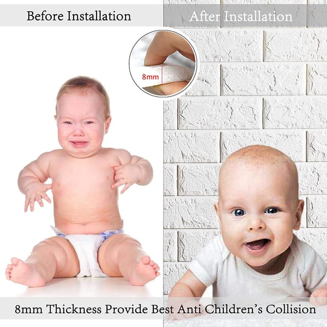 Cool Baby COOLBABY QZ10P 10PC 3D Wall Sticker Self-Adhesive Wall Panels Waterproof PE Foam White Wallpaper for Living Room TV Wall and Home Decor