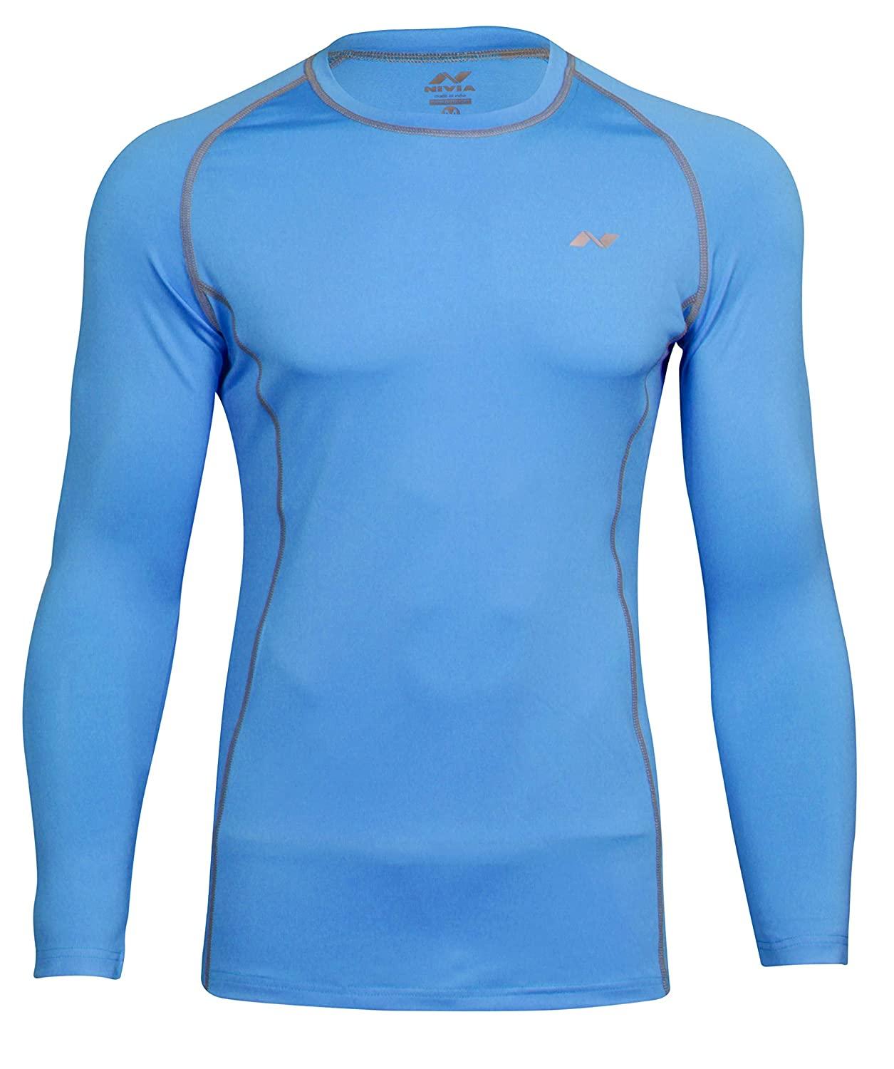 NIVIA COMPRESSION TEE FULL SLEEVE MEN,SIZE-LARGE,COLOR-INDGO BLUE