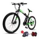 Cool Baby COOLBABY ZXCA2 Mountain Bike 26 inch Folding Bikes with Iron mountain frame, Featuring 30-knife rim and 21 Speed Shifter, Anti-Slip Bicycles（Gifts: helmets and gloves）