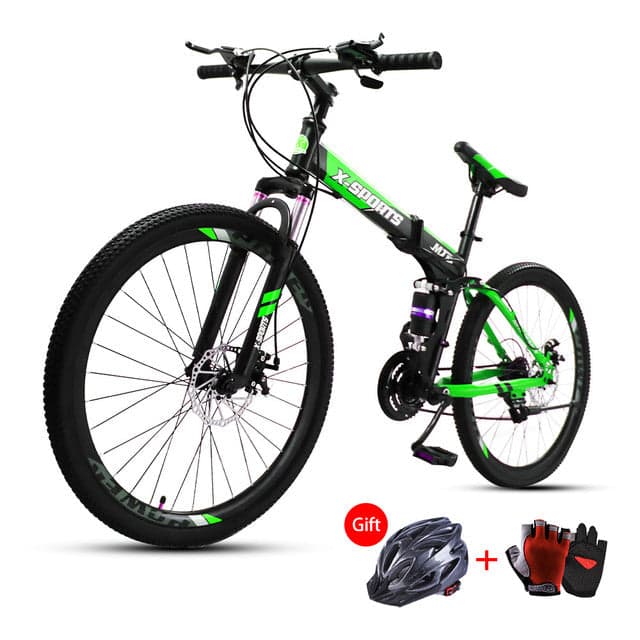 Cool Baby COOLBABY ZXCA2 Mountain Bike 26 inch Folding Bikes with Iron mountain frame, Featuring 30-knife rim and 21 Speed Shifter, Anti-Slip Bicycles（Gifts: helmets and gloves）