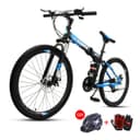 Cool Baby COOLBABY ZXCA2 Mountain Bike 26 inch Folding Bikes with Iron mountain frame, Featuring 30-knife rim and 21 Speed Shifter, Anti-Slip Bicycles（Gifts: helmets and gloves）
