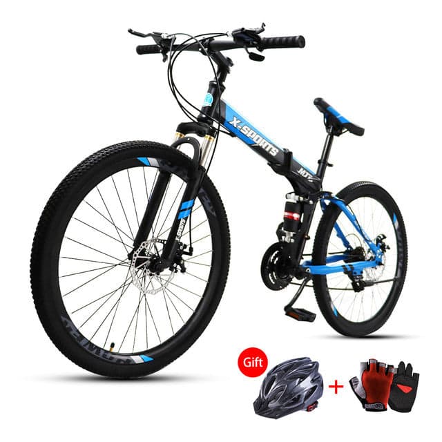 Cool Baby COOLBABY ZXCA2 Mountain Bike 26 inch Folding Bikes with Iron mountain frame, Featuring 30-knife rim and 21 Speed Shifter, Anti-Slip Bicycles（Gifts: helmets and gloves）