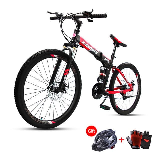 Cool Baby COOLBABY ZXCA2 Mountain Bike 26 inch Folding Bikes with Iron mountain frame, Featuring 30-knife rim and 21 Speed Shifter, Anti-Slip Bicycles（Gifts: helmets and gloves）