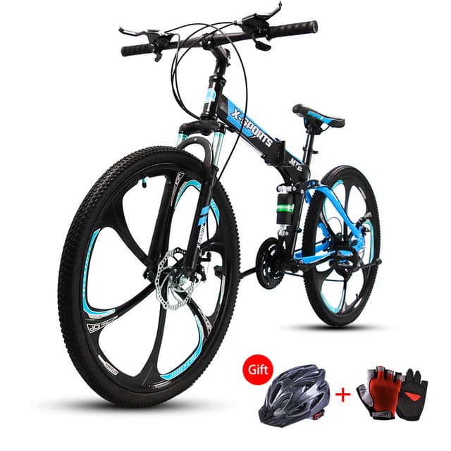 Cool Baby COOLBABY ZXCA5 Mountain Bike 26 inch Folding Bikes with Iron mountain frame, Featuring Magnesium alloy one-body wheel and 21 Speed Shifter