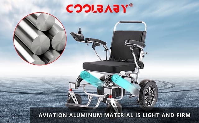 Cool Baby COOLBABY DDLY01 Lightweight Folding Electric Wheelchair Intelligent Aluminum Alloy Four-wheel Drive Power Not Slip Wheelchairs for Adults