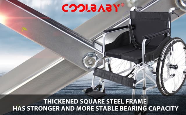 Cool Baby COOLBABY QBLY01 Lightweight Folding Aluminum Manual Wheelchair Thickened Elderly Medline Wheelchairs Adjustable Seat Cushion