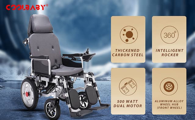 Cool Baby COOLBABY DDLY02 Electric Power Wheelchair Can Fold Lightweight Elderly Disabled Intelligent Adjustment Automatic Full-lying Electric Wheelchair