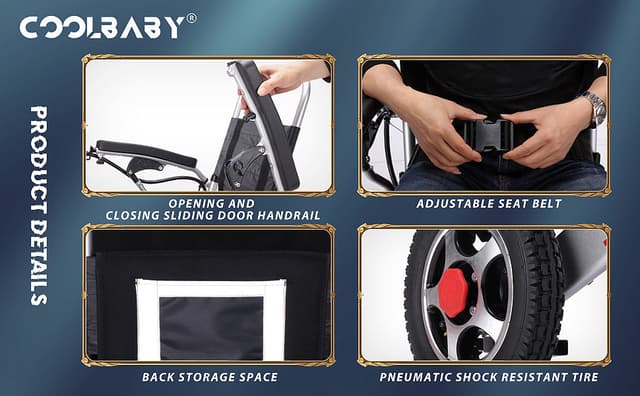 Cool Baby COOLBABY DDLY01 Lightweight Folding Electric Wheelchair Intelligent Aluminum Alloy Four-wheel Drive Power Not Slip Wheelchairs for Adults