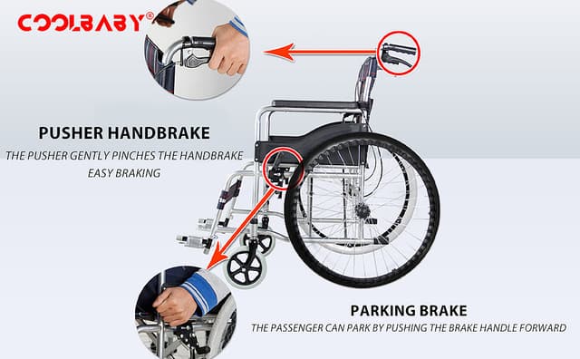 Cool Baby COOLBABY QBLY01 Lightweight Folding Aluminum Manual Wheelchair Thickened Elderly Medline Wheelchairs Adjustable Seat Cushion