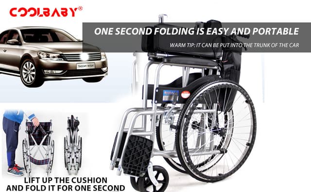 Cool Baby COOLBABY QBLY01 Lightweight Folding Aluminum Manual Wheelchair Thickened Elderly Medline Wheelchairs Adjustable Seat Cushion