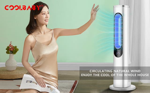 مروحة عمودية بدون شفرات 3 سرعات محمولة كوول بيبي COOLBABY SSZ327 tower bladeless fan