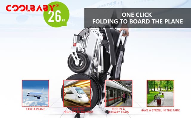 Cool Baby COOLBABY DDLY01 Lightweight Folding Electric Wheelchair Intelligent Aluminum Alloy Four-wheel Drive Power Not Slip Wheelchairs for Adults