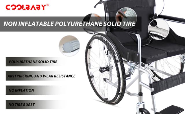 Cool Baby COOLBABY QBLY01 Lightweight Folding Aluminum Manual Wheelchair Thickened Elderly Medline Wheelchairs Adjustable Seat Cushion