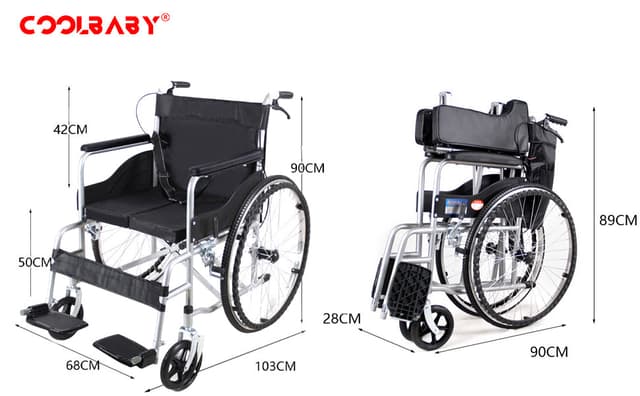 Cool Baby COOLBABY QBLY01 Lightweight Folding Aluminum Manual Wheelchair Thickened Elderly Medline Wheelchairs Adjustable Seat Cushion