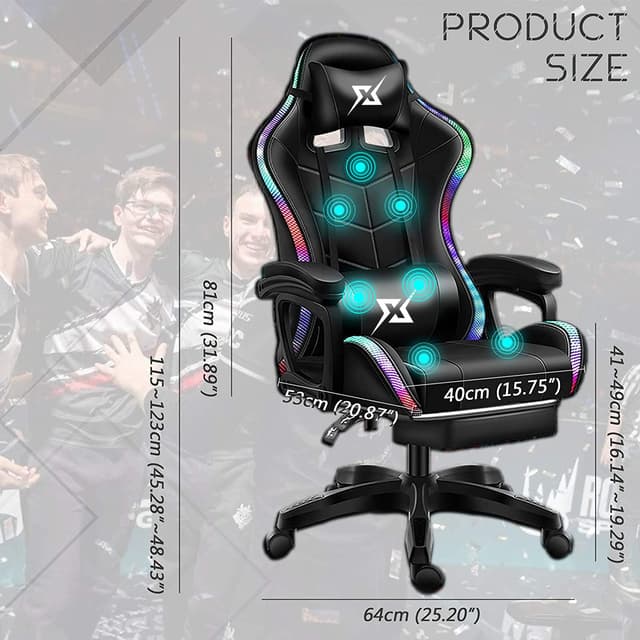 Cool Baby COOLBABY YXY815 Gaming Chair Racing Chair,Ergonomic Office Massage Chair,Lumbar Support and Adjustable Back Bench