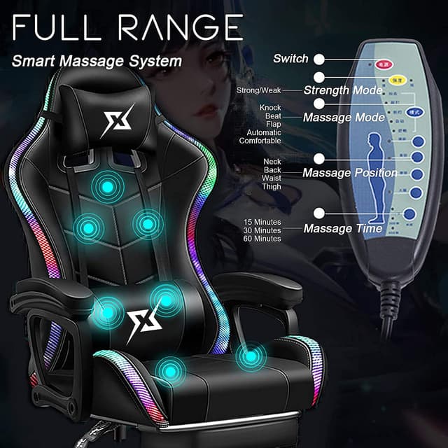 Cool Baby COOLBABY YXY815 Gaming Chair Racing Chair,Ergonomic Office Massage Chair,Lumbar Support and Adjustable Back Bench