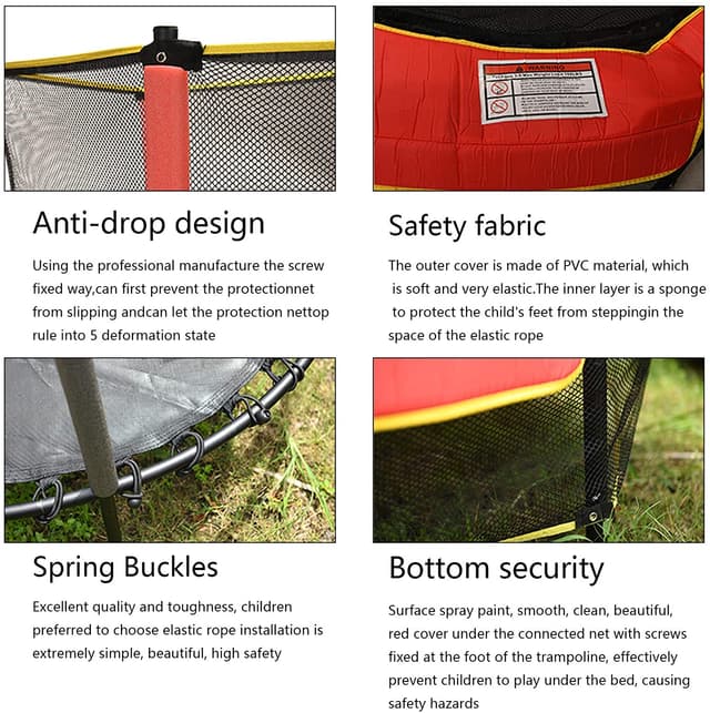 Cool Baby COOLBABY BBC02 5 FT Kids Trampoline | Heavy Duty Frame Round Fitness Trampoline with Built-in Zipper