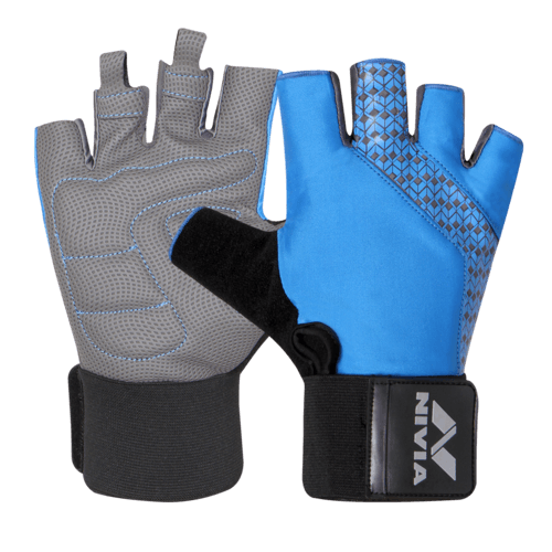 قفاز رياضي جلد صناعي (XL) - أزرق و رمادي NIVIA GARNET 2.0 GYM GLOVES