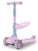 COOLBABY JSMG 3Wheel Scooter, Movable And Adjustable Seat, LED Flash PU Wheel