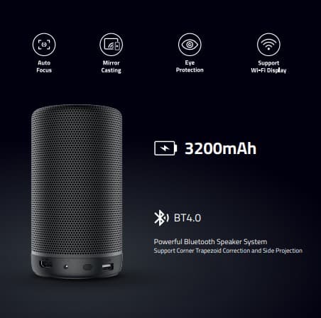 بروجكتر أندرويد سنيمائي محمول بالبطارية Powerology Auto Focus Full HD Portable Projector بدقة 1080p