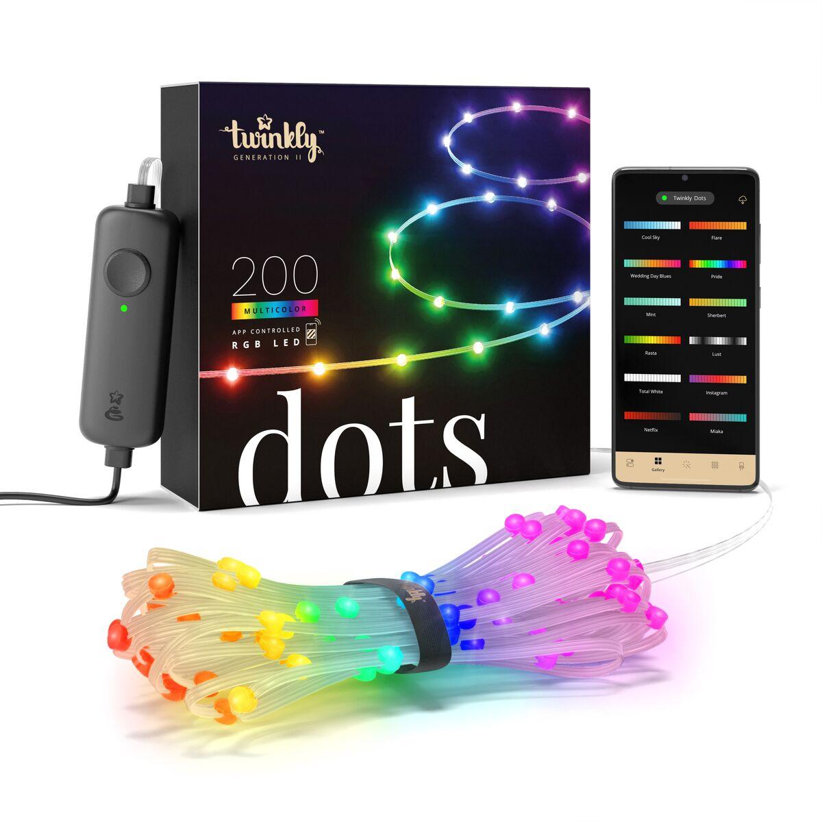 TWINKLY DOTS Starter Kit 10M - 200 LEDs RGB App-Controlled LED Light String Gen II - Transparent