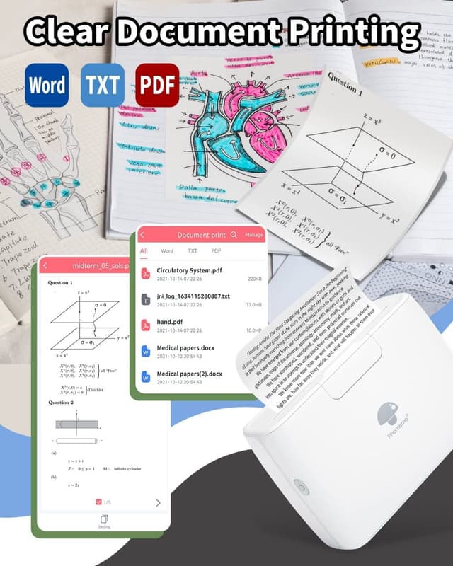 طابعة حرارية صغيرة بالبلوتوث مع تطبيق ذكي Phomemo M04S Bluetooth Portable-Wireless Thermal Printer