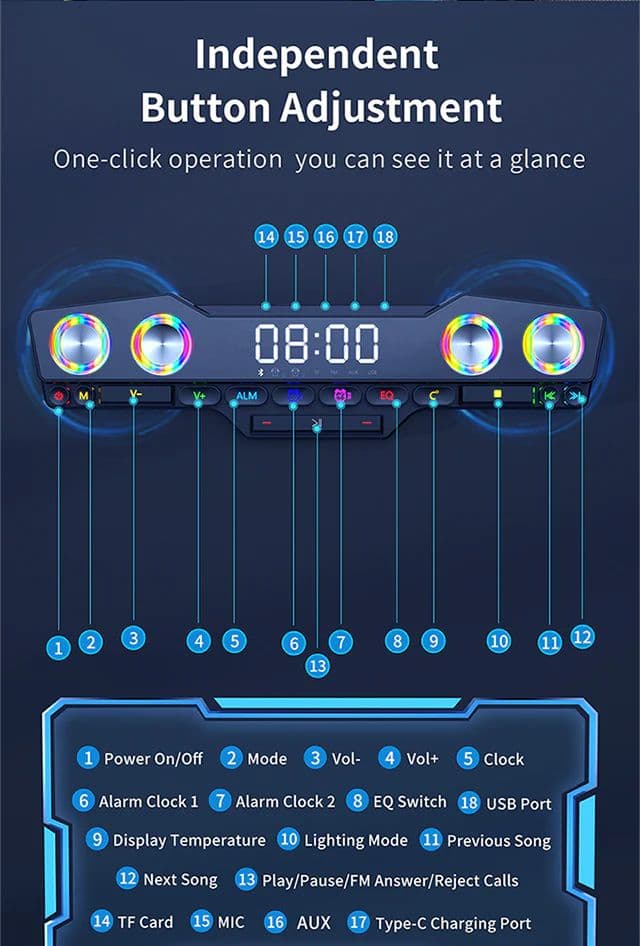 Recci E-Sports Wireless Speaker colorful lights HIFI-level sound