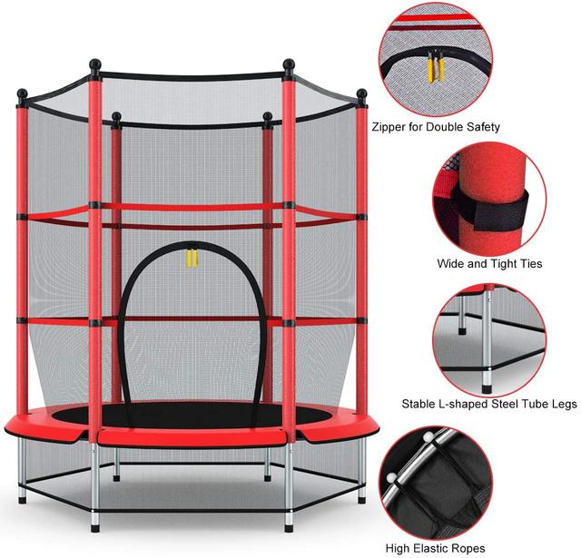 ترامبولين مع شبكة حماية COOLBABY 5 FT Kids Trampoline - SW1hZ2U6NTkyMjcz