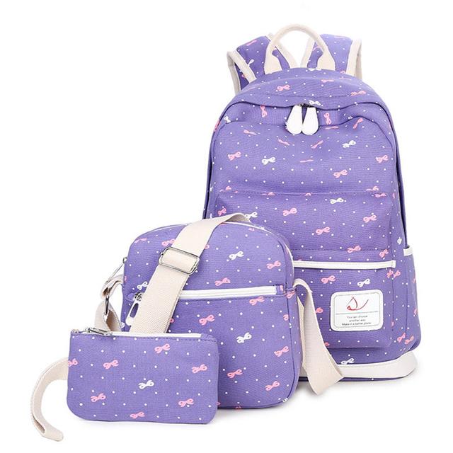 شنط مدرسية للفتيات حزمة 3في1 بنفسجي School Bags for Teenagers Girls - Coolbaby