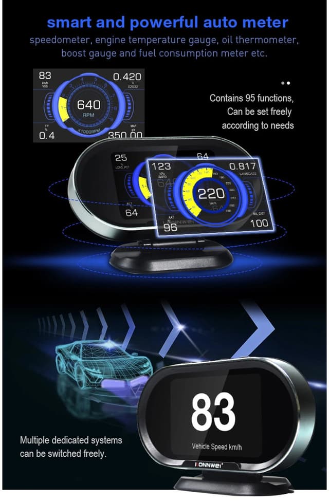 جهاز فحص السيارة لكشف أعطال السيارة كونوي KONNWEI KW206 HUD OBD2 Car Diagnostic Scanner