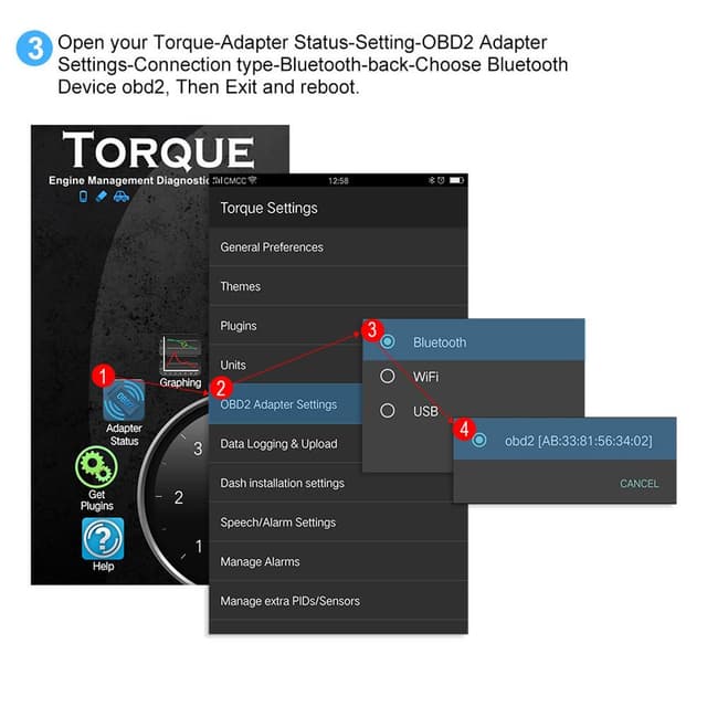 Konnwei KW901 OBD2 Car Bluetooth 3.0 Scanner ELM327 Car Diagnostic Tool - RED