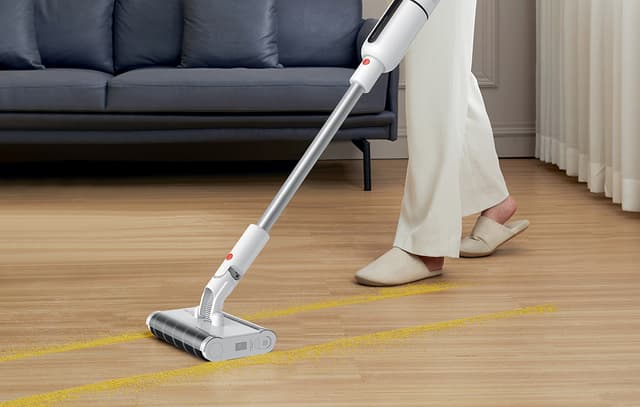 Deerma VC55 Dual-Axis Portable Handled Vacuum Cleaner, Rechargeable, High-Tech Dual-Axis, Vertical/Dual-Motor, HEPA Filtratation,Type C Charging, 13000Pa Motor – White - 222600