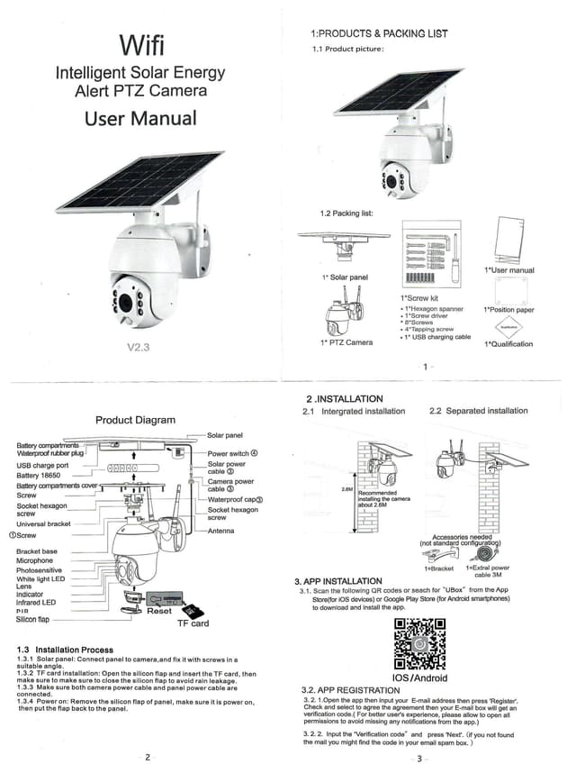 Crony RBX-S10 Low power WIFI solar camera 1080P HD Solar Panel Outdoor Surveillance Waterproof CCTV Camera Smart Home Two-way Voice Intrusion Alarm - SW1hZ2U6NjEzNzc4