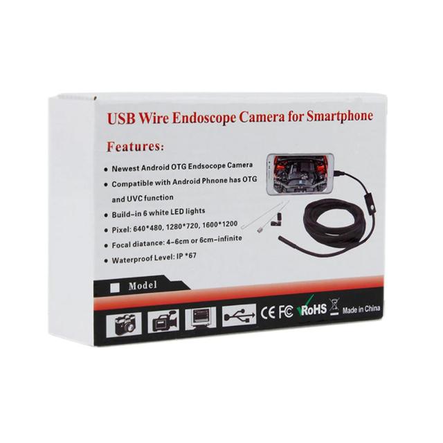 CRONY 5M USB Wire Endoscope Camera Waterproof USB Endoscope Inspection Camera for Parts Length 5m Lens Diameter: 9mm | Black - SW1hZ2U6NjA1NzY3