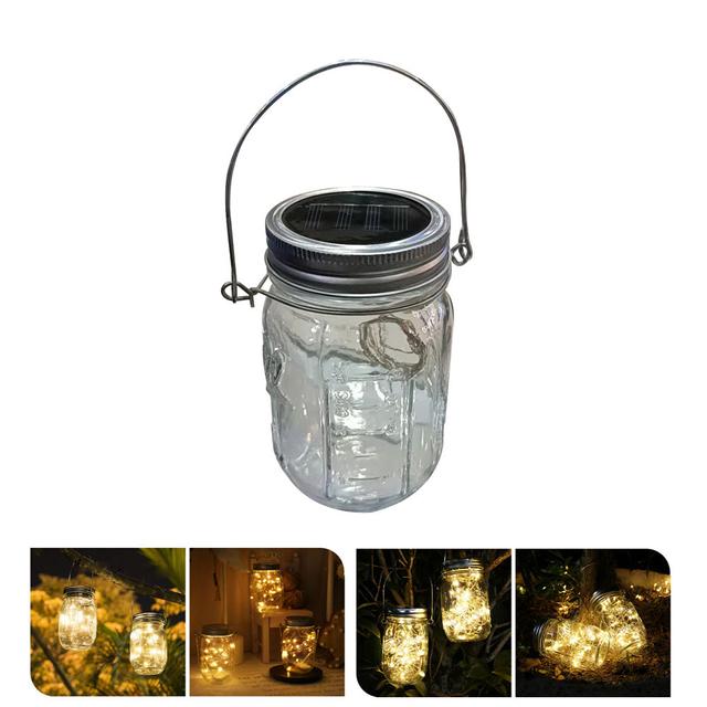 CRONY Solar Mosaic Hanging Light 20 Leds Waterproof Outdoor Copper Wire String Solar Garden Mason Jar Light - SW1hZ2U6NjAxOTU0