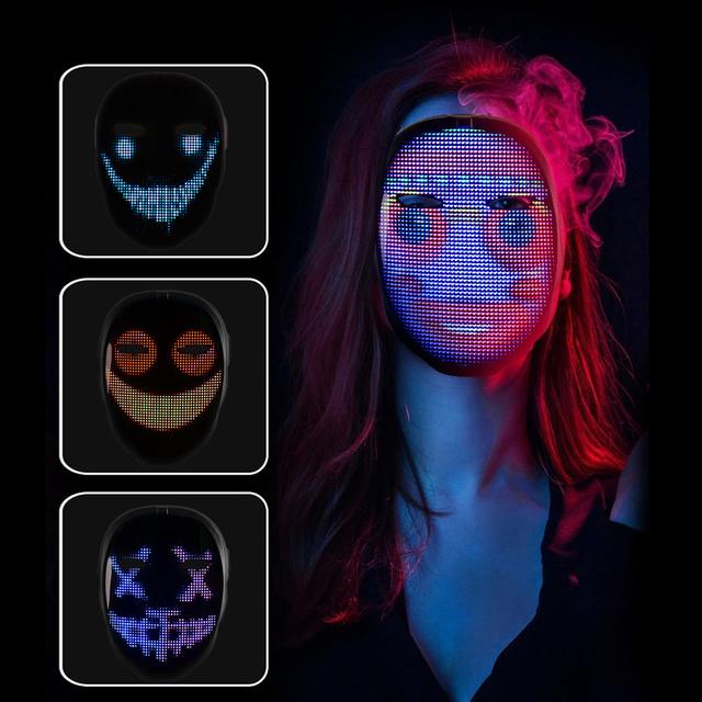 Crony Shining App cosplay Mask With Bluetooth App Party Face Changing Led Display Mask For Party - SW1hZ2U6NjExODky