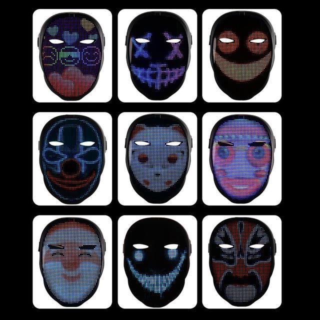 Crony Shining App cosplay Mask With Bluetooth App Party Face Changing Led Display Mask For Party - SW1hZ2U6NjExOTAw