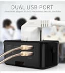 شاحن سفر عالمي مع باور بانك 4000mAh أسود CRONY Travel Charge With Power Bank