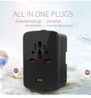 شاحن سفر عالمي مع باور بانك 4000mAh أسود CRONY Travel Charge With Power Bank