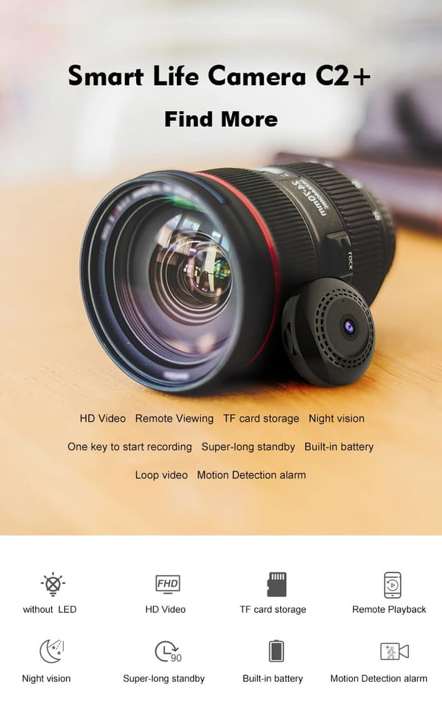 كاميرا المراقبة الخفية المغناطيسية C2T Wifi Mini Security Camera بدقة 1080p